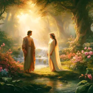 23. Da sprach der Mensch: Diese ist endlich Gebein von meinem Gebein und Fleisch von meinem Fleisch! Diese soll Männin heißen, denn vom Mann ist sie genommen!