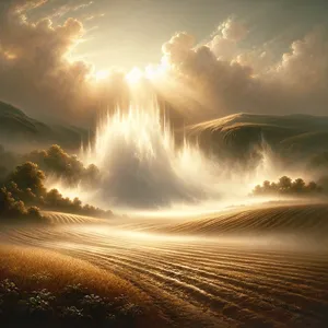 6. Aber ein Nebel stieg aus der Erde auf und befeuchtete die ganze Oberfläche des Bodens.