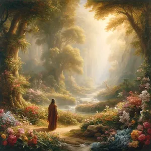 8. Und Gott der Herr pflanzte einen Garten in Eden im Osten, und er setzte den Menschen hinein, den er gebildet hatte.