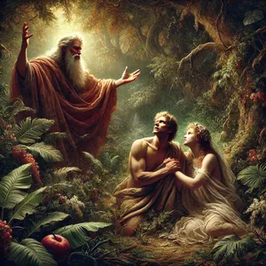 22. Und Gott der Herr sprach: Siehe, der Mensch ist geworden wie unser einer und weiß, was gut und böse ist. Nun aber, dass er nicht ausstrecke seine Hand und breche auch von dem Baum des Lebens und esse und lebe ewiglich!