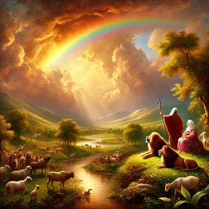 17. Und Gott sprach zu Noah: Das sei das Zeichen des Bundes, den ich aufgerichtet habe zwischen mir und allem Fleisch auf Erden.