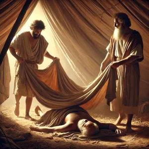 23. Da nahmen Sem und Japhet ein Gewand, legten es auf ihre Schultern und gingen rückwärts und deckten ihres Vaters Blöße zu; und ihr Angesicht war abgewandt, sodass sie ihres Vaters Blöße nicht sahen.